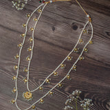 Antara Gold Plated White Womens Kundan, Polki Long Necklace set (Freesize)