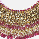 Gold Plated Red Womens Choker Necklace set