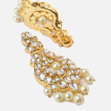 Saadgi Gold Plated Green Womens Short Necklace Set with Pair of Earrings