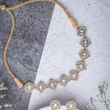 Saadgi Gold Plated Red & White Womens Kundan Polki Choker Necklace Set with 2 Pair of Earrings