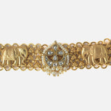 Gold Plated White Womens Kundan Choker Necklace Set with Pair of Earrings