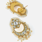 Gold Plated White Womens Kundan Choker Necklace Set with Pair of Earrings