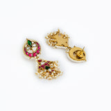 Morpankh Gold Plated Multicolored Womens Kundan Polki Choker Necklace Set with Pair of Earrings