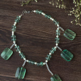 Silver Plated Green Womens Beads Short Necklace