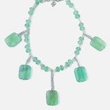 Silver Plated Green Womens Beads Short Necklace