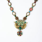 Florence Silver Plated Multicolored Kundan Polki Womens Long Necklace Set with Pair of Earrings