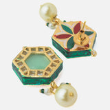 Gold Plated Purple Womens Long Necklace Set with Pair of Earrings