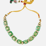 Saadgi Green Womens Contemporary Choker Necklace Set