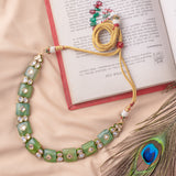 Saadgi Green Womens Contemporary Choker Necklace Set