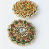 Gold Plated Green Womens Kundan Choker Necklace Set with Pair of Earrings