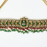 Saadgi Gold Plated Green Kundan Polki Womens Choker Necklace Set with Pair of Earrings