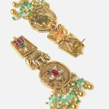 Gold Plated Multicolored Womens Beads Short Necklace Set with Pair of Earrings
