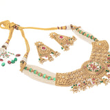 Isvaraah 2.0 Gold Plated Green Choker Necklace Set with Pair of Earrings