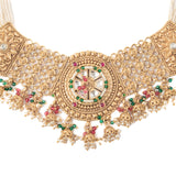 Isvaraah 2.0 Gold Plated Green Choker Necklace Set with Pair of Earrings