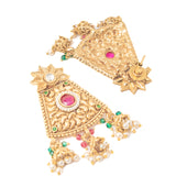 Isvaraah 2.0 Gold Plated Green Choker Necklace Set with Pair of Earrings