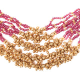 Isvaraah 2.0 Gold Plated Pink Long Necklace Set with Pair of Earrings