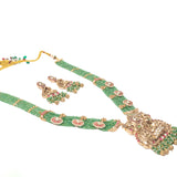 Isvaraah 2.0 Gold Plated Green Long Necklace Set with Pair of Earrings