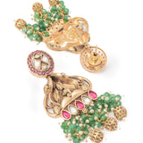 Isvaraah 2.0 Gold Plated Green Long Necklace Set with Pair of Earrings