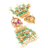 Isvaraah 2.0 Gold Plated Green Long Necklace Set with Pair of Earrings