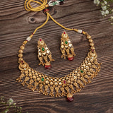 Isvaraah 2.0 Gold Plated Multicolored Short Necklace Set with Pair of Earrings