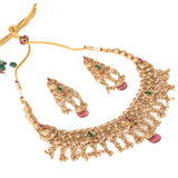 Isvaraah 2.0 Gold Plated Multicolored Short Necklace Set with Pair of Earrings