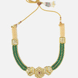 Gold Plated Green Womens Kundan Short Necklace