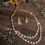 Isvaraah 2.0 Gold Plated Diamond Short Necklace Set with Pair of Earrings