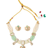 Isvaraah 2.0 Gold Plated Green Choker Necklace Set with Pair of Earrings