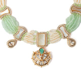 Isvaraah 2.0 Gold Plated Green Choker Necklace Set with Pair of Earrings