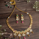 Isvaraah 2.0 Gold Plated Multicolored Choker Necklace Set with Pair of Earrings