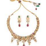 Isvaraah 2.0 Gold Plated Multicolored Choker Necklace Set with Pair of Earrings
