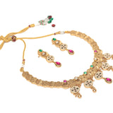 Isvaraah 2.0 Gold Plated Multicolored Choker Necklace Set with Pair of Earrings