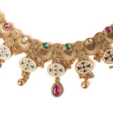Isvaraah 2.0 Gold Plated Multicolored Choker Necklace Set with Pair of Earrings