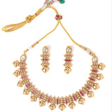 Isvaraah 2.0 Gold Plated Pink Choker Necklace Set with Pair of Earrings