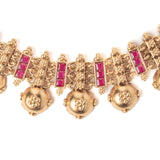 Isvaraah 2.0 Gold Plated Pink Choker Necklace Set with Pair of Earrings