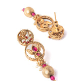 Isvaraah 2.0 Gold Plated Pink Plated Choker Necklace Set with Pair of Earrings