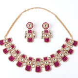 Isvaraah 2.0 Gold Plated Pink Choker Necklace Set with Pair of Earrings