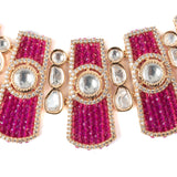 Isvaraah 2.0 Gold Plated Pink Choker Necklace Set with Pair of Earrings