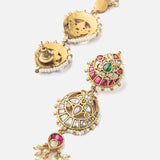 Morpankh Gold Plated Multicolored Womens Kundan Polki Short Necklace Set with Pair of Earrings