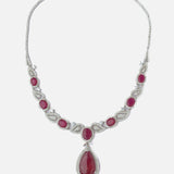 Silver Plated Red Womens Short Necklace set