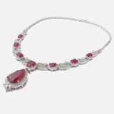 Silver Plated Red Womens Short Necklace set