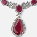 Silver Plated Red Womens Short Necklace set
