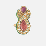 Saadgi Gold Plated Multicolored Womens Kundan, Polki Ring