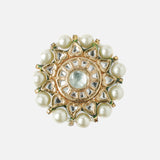 Saadgi Gold Plated Green Womens Kundan, Polki Ring