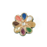Saadgi Gold Plated Multicolored Womens Kundan, Polki Ring