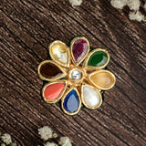 Saadgi Gold Plated Multicolored Womens Kundan, Polki Ring