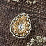 Saadgi Gold Plated Womens Kundan, Polki Ring