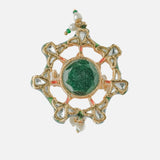 Saadgi Gold Plated Green Womens Kundan Ring