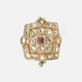 Saadgi Gold Plated Maroon Womens Kundan Ring
