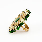 Saadgi Gold Plated Green Kundan, Polki Womens Ring